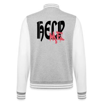 HelpMe - College-Sweatjacke - Grau meliert/Weiß - Hinten - Marisol (170cm)