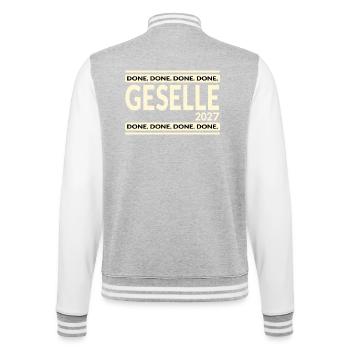 Ausbildung Geselle 2027 - College-Sweatjacke - Grau meliert/Weiß - Hinten - Marisol (170cm)