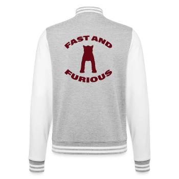 FAST - College-Sweatjacke - Grau meliert/Weiß - Hinten - Marisol (170cm)