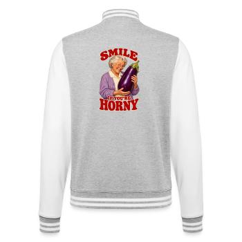 Oma Aubergine Zweideutiger Spruch und Partyhumor - College-Sweatjacke - Grau meliert/Weiß - Hinten - Marisol (170cm)