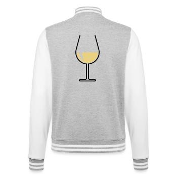 Weißweinglas Bauchig Offen (Weißwein / Wein / 2C) - College-Sweatjacke - Grau meliert/Weiß - Hinten - Marisol (170cm)