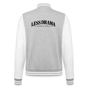 Less Drama More Karma – Minimalist Statement - College-Sweatjacke - Grau meliert/Weiß - Hinten - Marisol (170cm)
