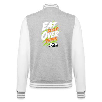 Schlafender Panda – Eat Sleep Over Think - College-Sweatjacke - Grau meliert/Weiß - Hinten - Marisol (170cm)