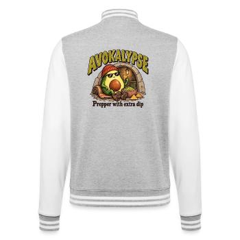 Avocado Apocalypse Prepper Guacamole Food Art - College-Sweatjacke - Grau meliert/Weiß - Hinten - Marisol (170cm)