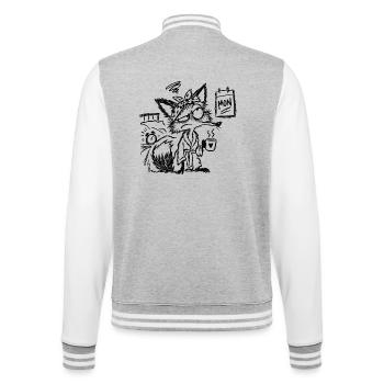 Kaffee-Fuchs Sketch - College-Sweatjacke - Grau meliert/Weiß - Hinten - Marisol (170cm)