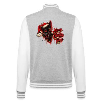 Merry Christmas Time – Black Cat Christmas - College-Sweatjacke - Grau meliert/Weiß - Hinten - Marisol (170cm)