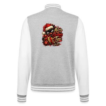 Merry Christmas Time – Cute Black Cat Christmas - College-Sweatjacke - Grau meliert/Weiß - Hinten - Marisol (170cm)