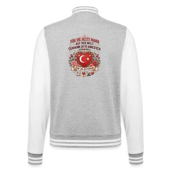 Beste Mama Der Welt Dünyanın En İyi Annesi İçin - College-Sweatjacke - Grau meliert/Weiß - Hinten - Marisol (170cm)