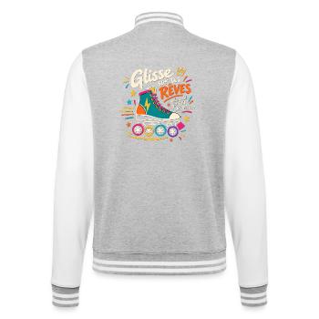 Skate & Shine - College-Sweatjacke - Grau meliert/Weiß - Hinten - Marisol (170cm)