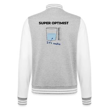 Ich bin ein Optimist, es ist Wodka - College-Sweatjacke - Grau meliert/Weiß - Hinten - Marisol (170cm)