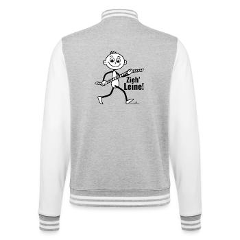 „Zieh Leine“ minimalistisches Motiv mit Strichel. - College-Sweatjacke - Grau meliert/Weiß - Hinten - Marisol (170cm)