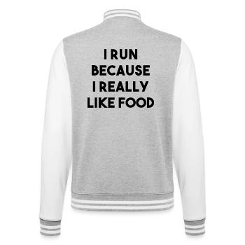Lauf-Spruch Food - College-Sweatjacke - Grau meliert/Weiß - Hinten - Marisol (170cm)