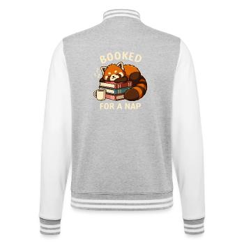 Für ein Nickerchen gebucht – Red Panda and Books - College-Sweatjacke - Grau meliert/Weiß - Hinten - Marisol (170cm)