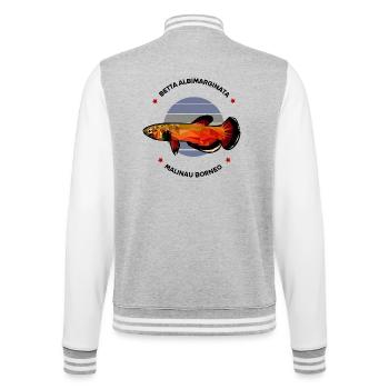 Betta albimarginata malinau Kampffisch Wildform - College-Sweatjacke - Grau meliert/Weiß - Hinten - Marisol (170cm)