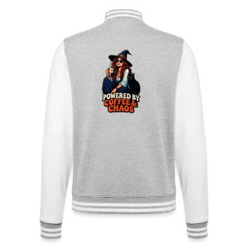 Kaffee Chaos Boho-Girl & Katze - College-Sweatjacke - Grau meliert/Weiß - Hinten - Marisol (170cm)