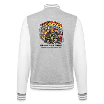 Feuerwehrhelden Cartoon-Szene - College-Sweatjacke - Grau meliert/Weiß - Hinten - Marisol (170cm)