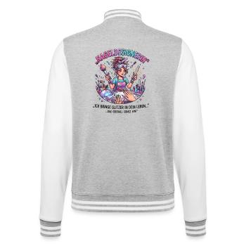 Nailart Meisterin im Farbwirbel - College-Sweatjacke - Grau meliert/Weiß - Hinten - Marisol (170cm)
