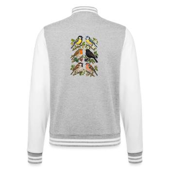 Gartenvögel auf kleinen Zweigen - College-Sweatjacke - Grau meliert/Weiß - Hinten - Marisol (170cm)