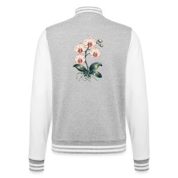 Orchideenliebe – botanische Blüten - College-Sweatjacke - Grau meliert/Weiß - Hinten - Marisol (170cm)