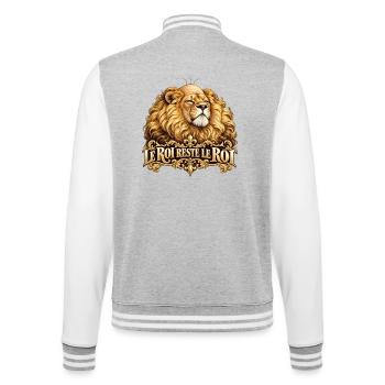 Der König bleibt der König – Königlicher Weißkopf-Löwe - College-Sweatjacke - Grau meliert/Weiß - Hinten - Marisol (170cm)