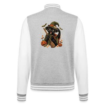 Halloween Büro-Hexe erschöpfte Hexenkatze - College-Sweatjacke - Grau meliert/Weiß - Hinten - Marisol (170cm)