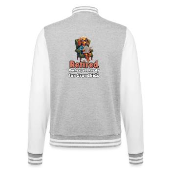 Retired, Recharged, Ready for Grandkids - College-Sweatjacke - Grau meliert/Weiß - Hinten - Marisol (170cm)