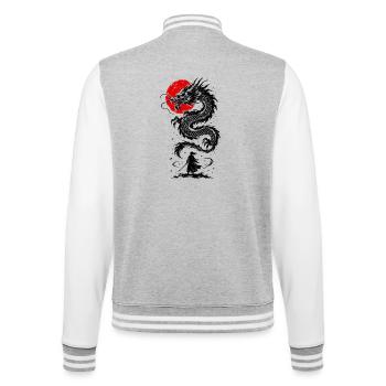  Samurai Japanischer Drache - College-Sweatjacke - Grau meliert/Weiß - Hinten - Marisol (170cm)
