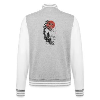 Roter Mond, Bonsai und Samurai - College-Sweatjacke - Grau meliert/Weiß - Hinten - Marisol (170cm)