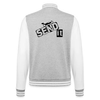 Abgeschickt! - College-Sweatjacke - Grau meliert/Weiß - Hinten - Marisol (170cm)