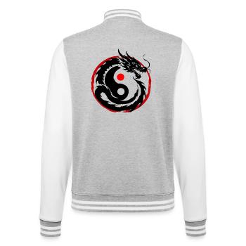 Tintenpinsel Chinesischer Drache Yin Yang - College-Sweatjacke - Grau meliert/Weiß - Hinten - Marisol (170cm)