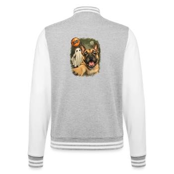 Boo Französische Bulldogge Mit Geist Zu Halloween - College-Sweatjacke - Grau meliert/Weiß - Hinten - Marisol (170cm)