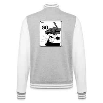 Schritt 1: LOS! – Humor für das Fahren von RC-Autos - College-Sweatjacke - Grau meliert/Weiß - Hinten - Marisol (170cm)