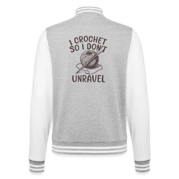 Häkele, damit ich mich nicht entwirre. - College-Sweatjacke - Grau meliert/Weiß - Hinten - Marisol (170cm)