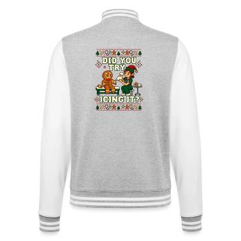 Weihnachten Pflege Lebkuchen Humor Pflege - College-Sweatjacke - Grau meliert/Weiß - Hinten - Marisol (170cm)