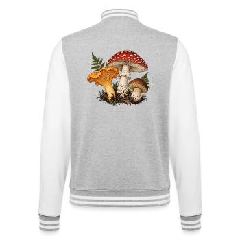 Pilztrio Naturmotiv - College-Sweatjacke - Grau meliert/Weiß - Hinten - Marisol (170cm)