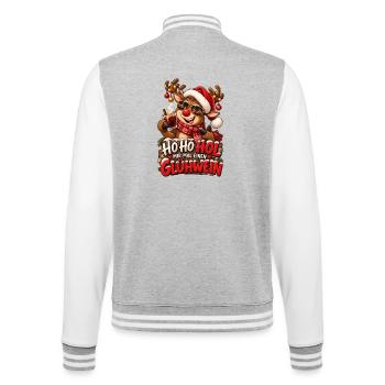 Cooles Rentier Ho Ho Hol mir mal einen Glühwein - College-Sweatjacke - Grau meliert/Weiß - Hinten - Marisol (170cm)