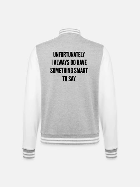 Something Smart to Say - College-Sweatjacke - Grau meliert/Weiß
