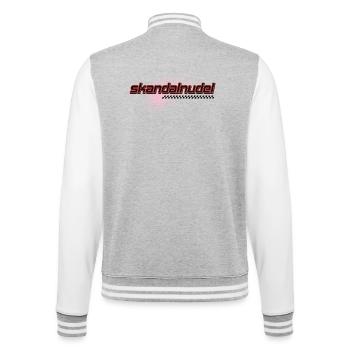Skandalhudel Neon-Logo Retro - College-Sweatjacke - Grau meliert/Weiß - Hinten - Marisol (170cm)