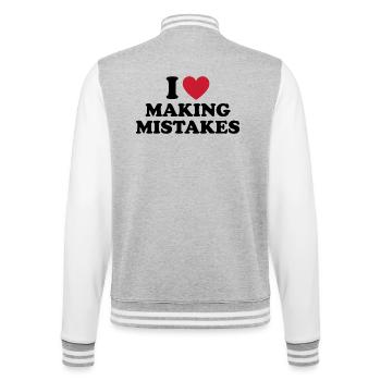 I Love Making Mistakes - College-Sweatjacke - Grau meliert/Weiß - Hinten - Marisol (170cm)