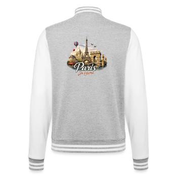 ✨ Lass dich von der Magie von Paris verführen! - College-Sweatjacke - Grau meliert/Weiß - Hinten - Marisol (170cm)