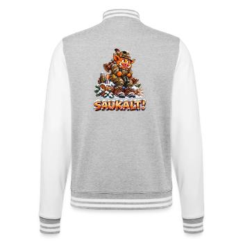 Saukalt! Frierendes Wildschwein, Lustiges Jagd - College-Sweatjacke - Grau meliert/Weiß - Hinten - Marisol (170cm)