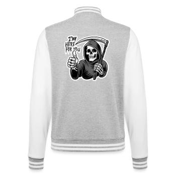 Ich Bin Für Dich Da, Sensenmann-schädel - College-Sweatjacke - Grau meliert/Weiß - Hinten - Marisol (170cm)