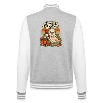 Halloween Lehrer Geist im Grading Mode - College-Sweatjacke - Grau meliert/Weiß - Hinten - Marisol (170cm)