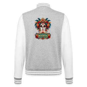 Mexikanische Totenkopffrau Dia de los Muertos - College-Sweatjacke - Grau meliert/Weiß - Hinten - Marisol (170cm)