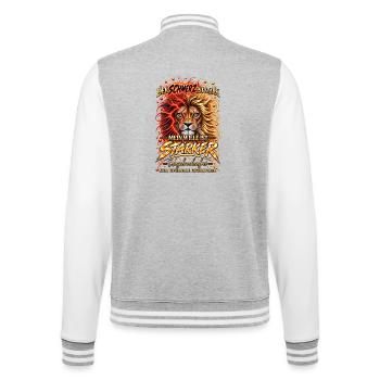 Der Schmerz ist stark – mein Wille ist stärker - College-Sweatjacke - Grau meliert/Weiß - Hinten - Marisol (170cm)
