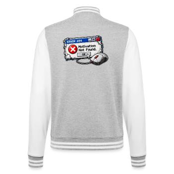 Error 404 Motivation Not Found Gamer - College-Sweatjacke - Grau meliert/Weiß - Hinten - Marisol (170cm)