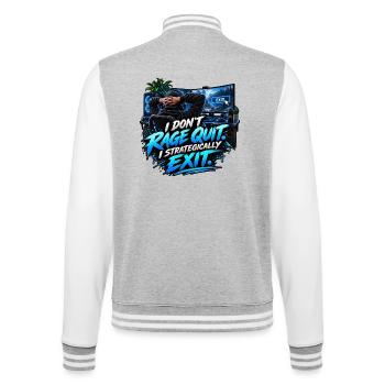 I Don't Rage Quit – Strategically Exit - College-Sweatjacke - Grau meliert/Weiß - Hinten - Marisol (170cm)