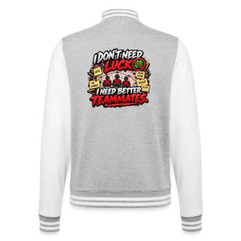 Ich brauche bessere Teamkollegen – Gaming Meme - College-Sweatjacke - Grau meliert/Weiß - Hinten - Marisol (170cm)