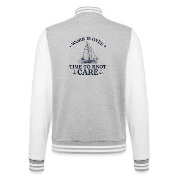 Segelboot Rente Abschied Segler Kapitän - College-Sweatjacke - Grau meliert/Weiß - Hinten - Marisol (170cm)