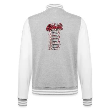 Glühwein Zähler – Lustiger Weihnachtsspruch - College-Sweatjacke - Grau meliert/Weiß - Hinten - Marisol (170cm)